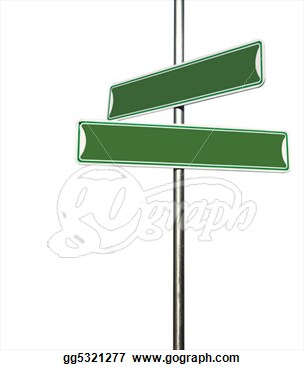Clipart   Green Blank Directional Metal Sign Post  Stock Illustration