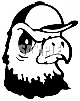 Clipart Picture Of An Eagle Wearing A Baseball Cap Mascot