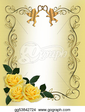Invitation Yellow Roses Border   Clipart Drawing Gg53842724   Gograph