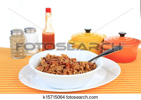 Stock Photo   Eating Red Beans And Rice  Fotosearch   Search Stock