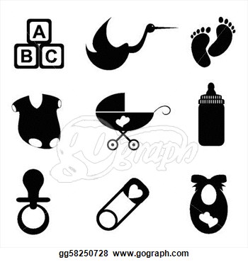 Black And White Baby Items Clip Art