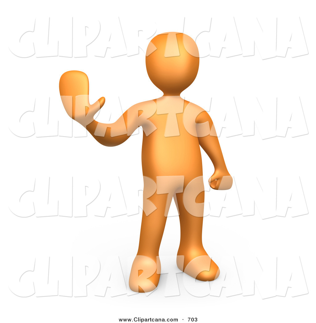 Clip Art Of A Friendly Orange Person Holding Their Hand Out And