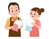 Couple To Wipe The Dishes   Clipart Graphic