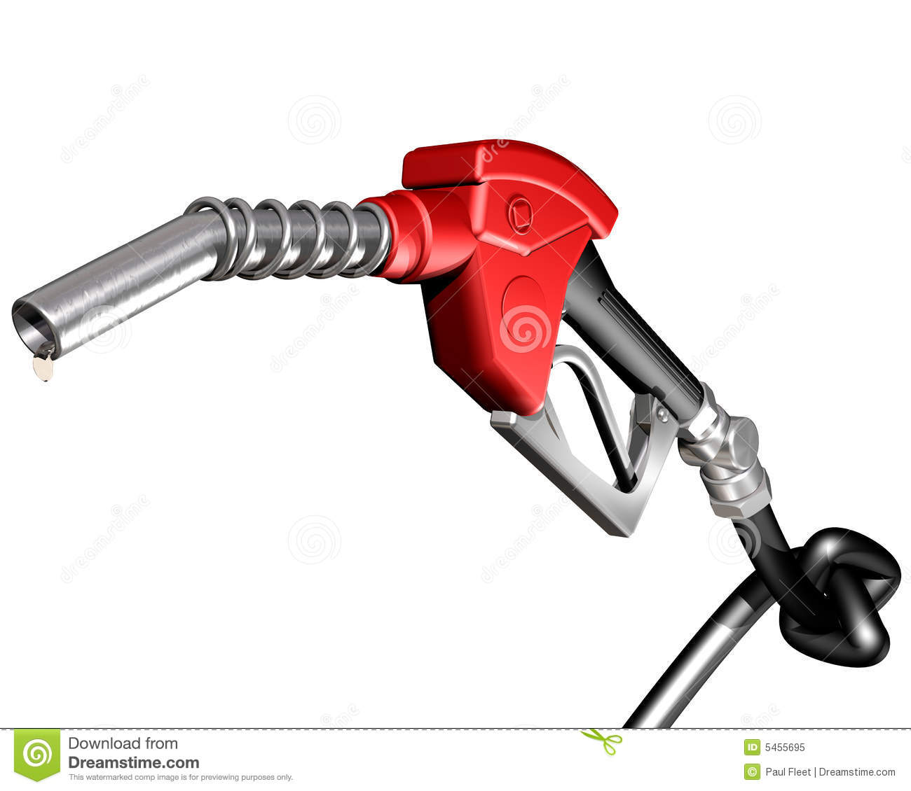 Of A Dripping Gasoline Pump Nozzle And Hose With A Knot Tied In It