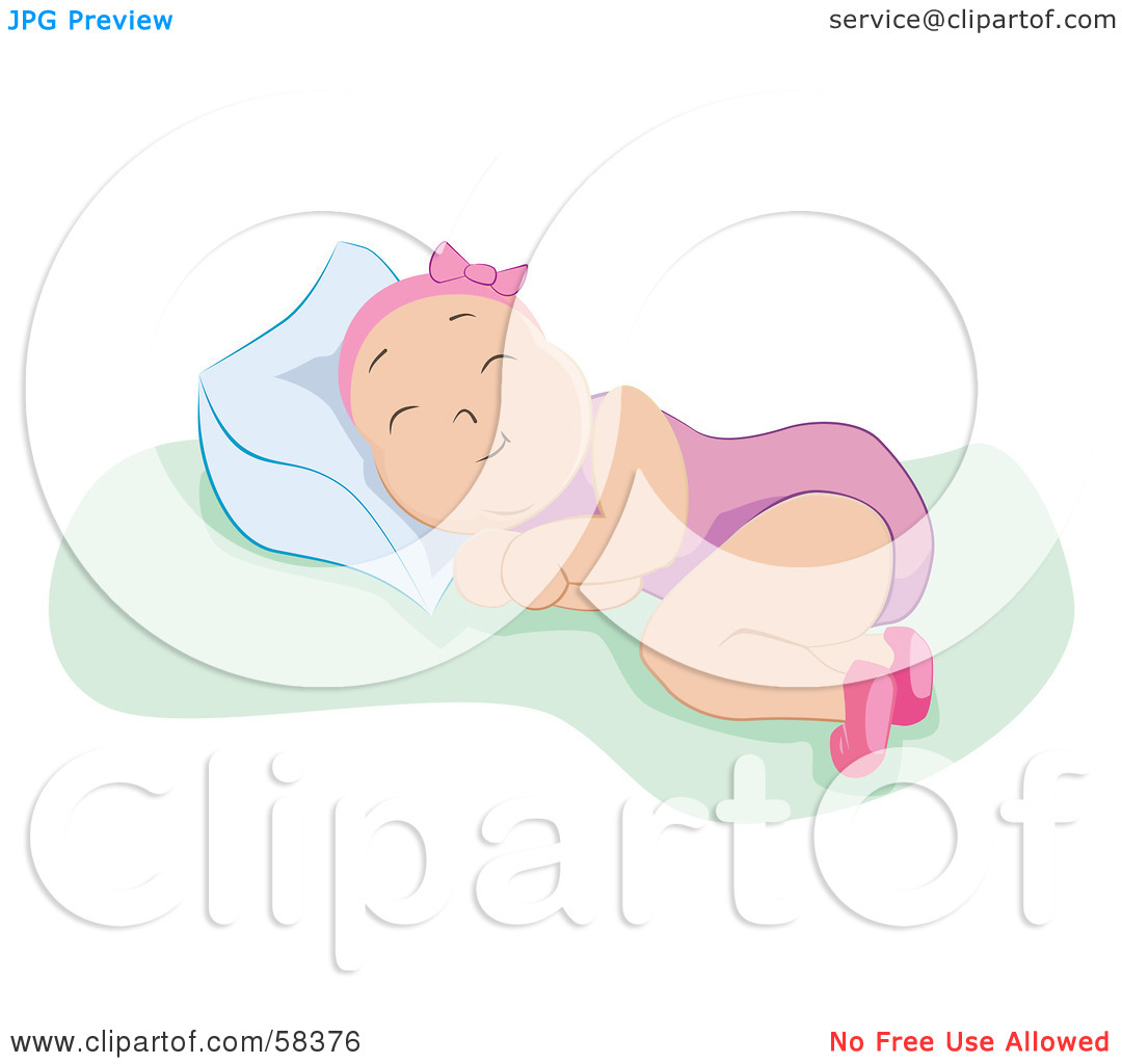 Free  Rf  Clipart Illustration Of A Newborn Baby Girl Sound Asleep