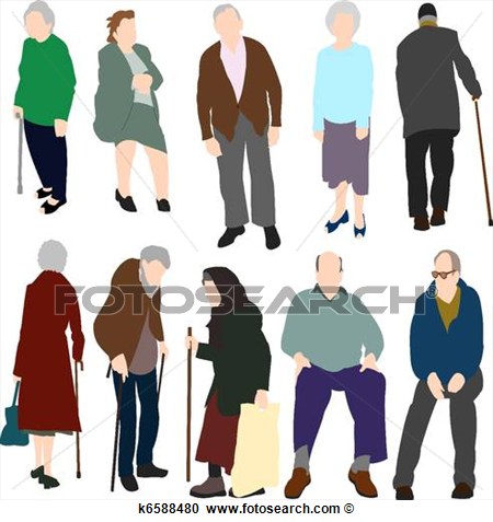 Old People Set No 1  View Large Clip Art Graphic