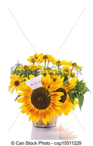 Stock Photo   Bouquet Of Sunflowers And Gratitude   Stock Image