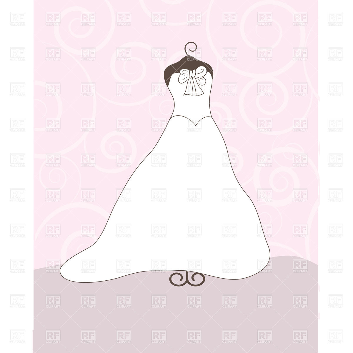 Wedding Dress Silhouette Clip Art Wedding Dress On Pink Curly