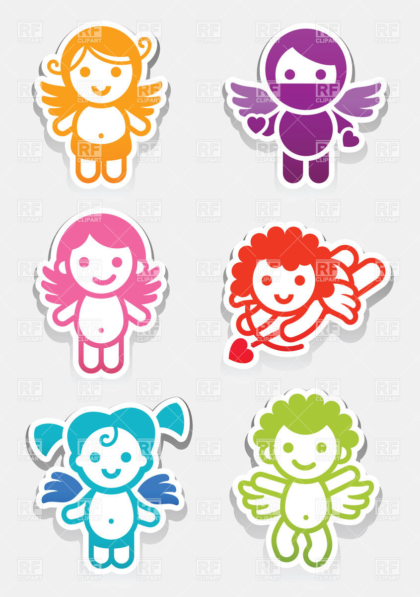 Angel Stickers Collection Download Royalty Free Vector Clipart  Eps