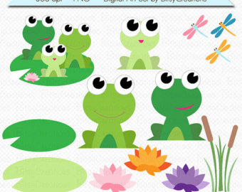 Frog Family Digital Art Set Clipart By Bitsycreations Commercial Use