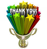 Thank You Trophy Recognition Appreciation Of Job Efforts   Stock Photo
