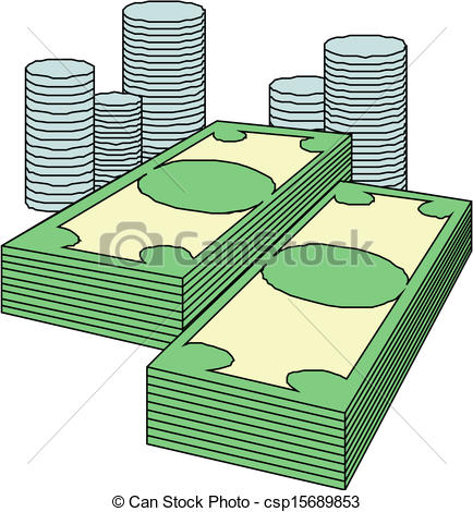 Clipart Vector Of Coins And Paper Money Csp15689853   Search Clip Art