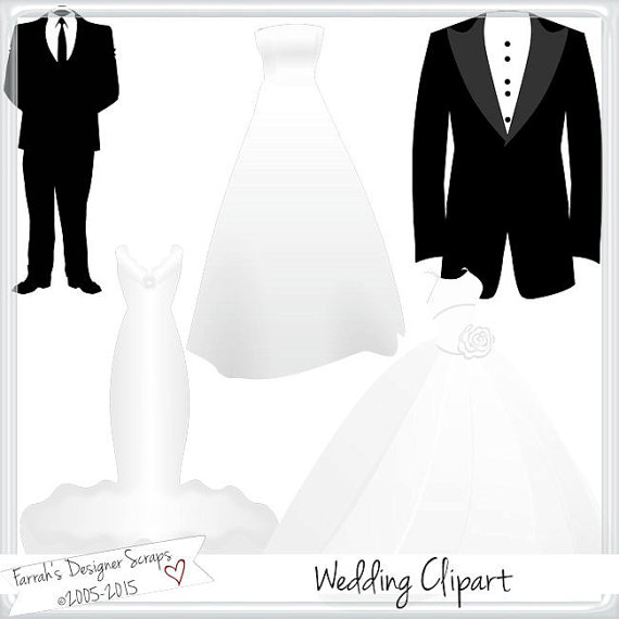 Wedding Dress   Tux Clipart Cu By Farrahsdesignerscrap On Etsy