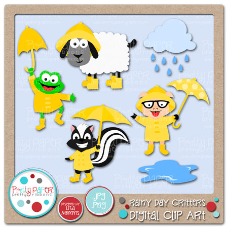 Clip Art Images Included Puddle Rain Cloud Rainy Day Frog Rainy Day