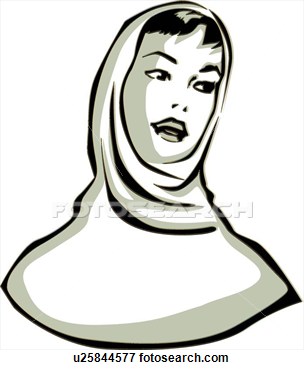 Clip Art   Retro Woman Wearing Scarf  Fotosearch   Search Clipart