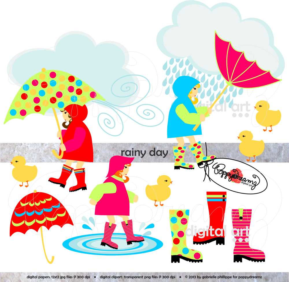 Rainy Day  Clip Art Pack 300 Dpi Transparent Png By Poppydreamz