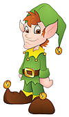 Clipart Of Young Lady In A Green Christmas Elf Costume Illustration