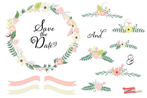 Diy Wedding Clipart Floral Clip Art Graphic Pack Floral Frames