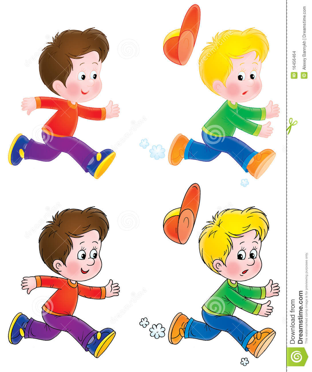 Isolated Clipart Illustration Of Running Boys That Play Tag  2