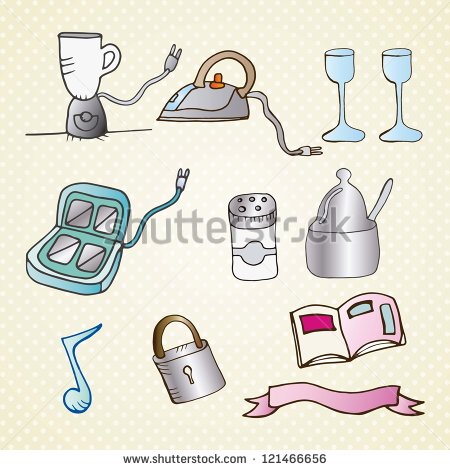 Set Of Objects Hand Draw Vector Illustration   Stock Vector