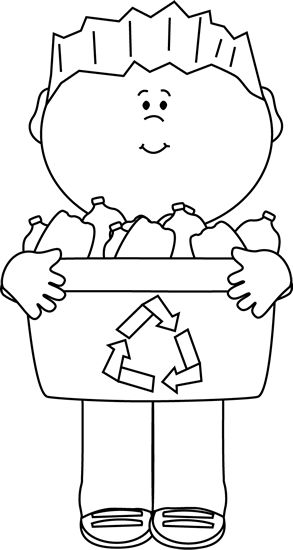 Clip Art   Black And White Boy Carrying A Recycle Bin Image  Bin Clip