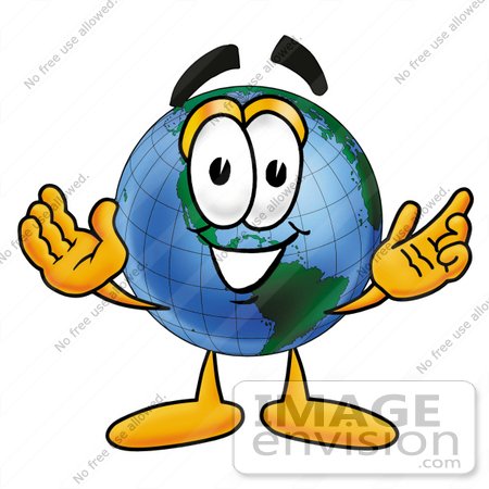 Clip Art Graphic Of A World Globe Cartoon Character With Welcoming