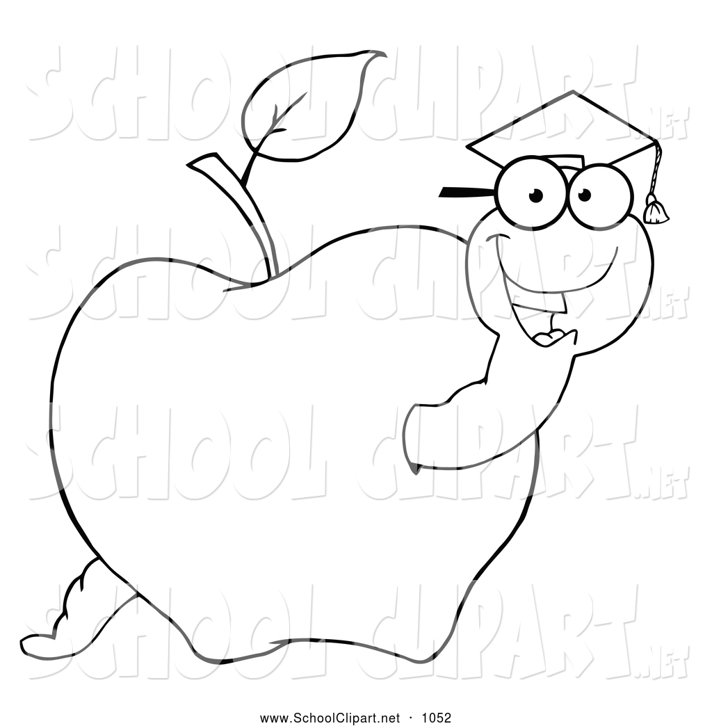 Clipart Black And White Clip Art Of A Black And White Student Worm