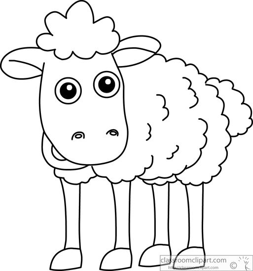 Animals   Sheep Cartoon Clipart Black White Outline 914   Classroom
