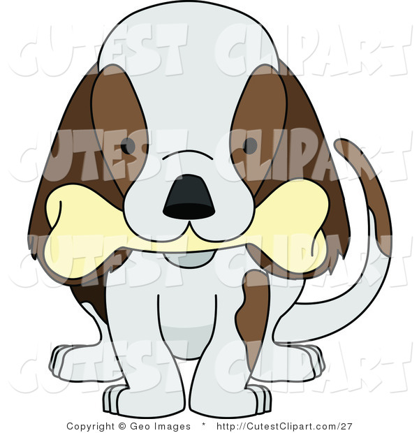 Clip Art Of A Puppy Dog Wagging Its Tail And Chewing On A Bone By Geo