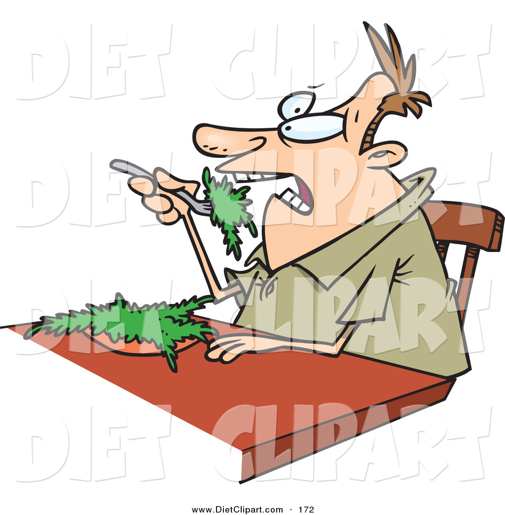 Diet Clip Art Of A Cartoon Guy Eating Salad At A Table By Ron Leishman