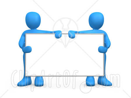 Advertising Clipart 15355 Two Blue Men Standing Behind And Holding Up