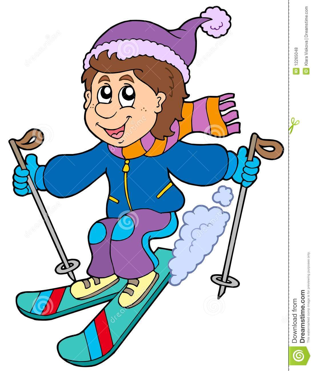 Cartoon Skiing Boy Royalty Free Stock Photos   Image  12265048