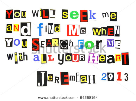 Bible Verse Jeremiah 29 13 Written In A Colorful Mix Of Cutout Ransom