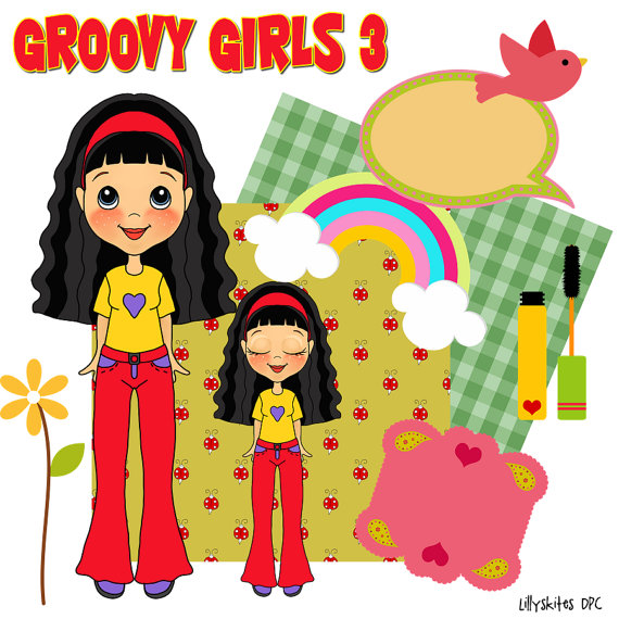Clipart Groovy Girl 3 Instant Digital Download  Pnggirl Doll Clip Art
