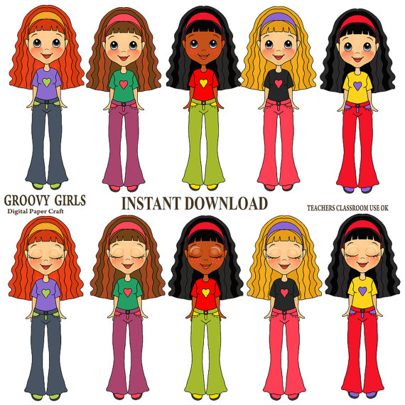 Clipart Groovy Girls  Instant Instant Download   Spend 20 Dollers Use