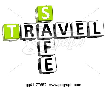 Drawing   3d Safe Travel Crossword On White Background  Clipart