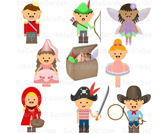 Dress Up Costumes Digital Clipart By Scribblegarden On Etsy