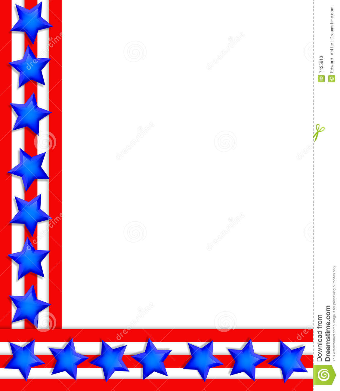 Of July Patriotic Background Border Or Corner Design With Copy Space