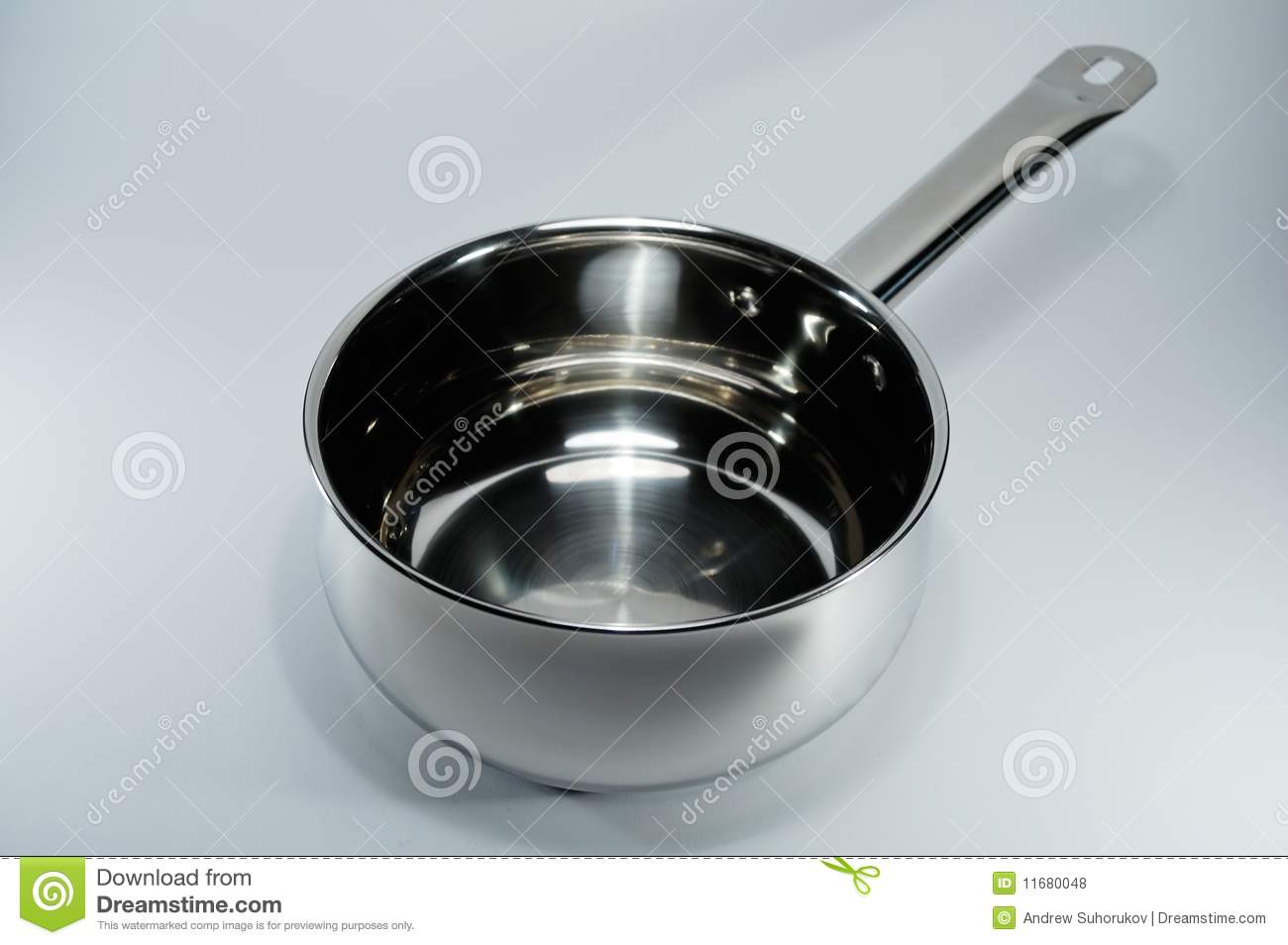 Steel Pan For Preparation Of Soups And Other Dishes Light Background 