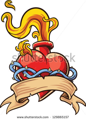 Flaming Heart  Vector Clip Art Illustration  All In A Single Layer