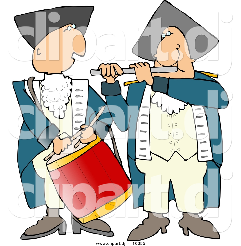Preview  Clipart Of A Cartoon American Revolutionary War Drummer