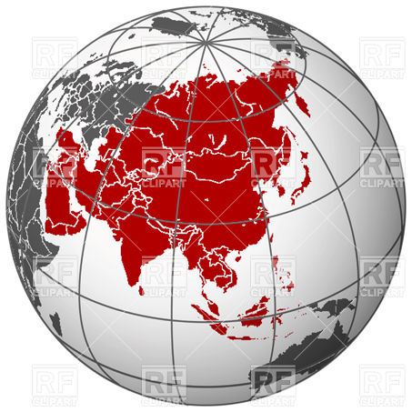 Map   Asia On Terrestrial Globe Download Royalty Free Vector Clipart