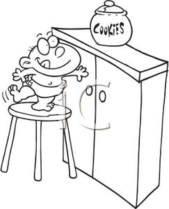 Reach Clipart A Mischievous Boy Standing On A Stool Trying To Reach