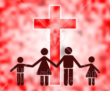 39599 Clipart Illustration Of A Family Of Four Holding Hands In Front