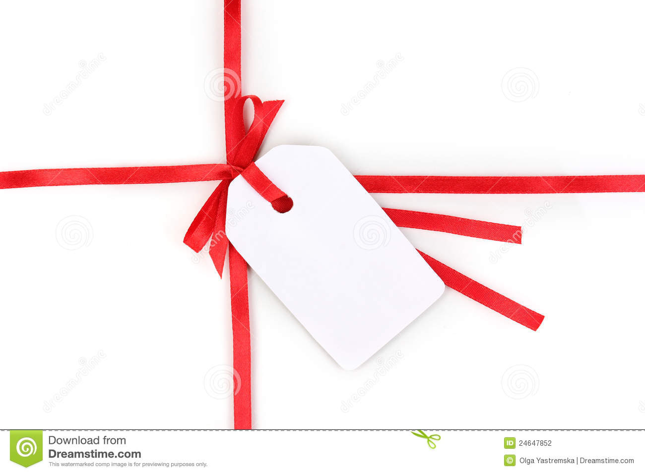 Blank Gift Tag With Bow On Red Satin Ribbon Stock Photography   Image
