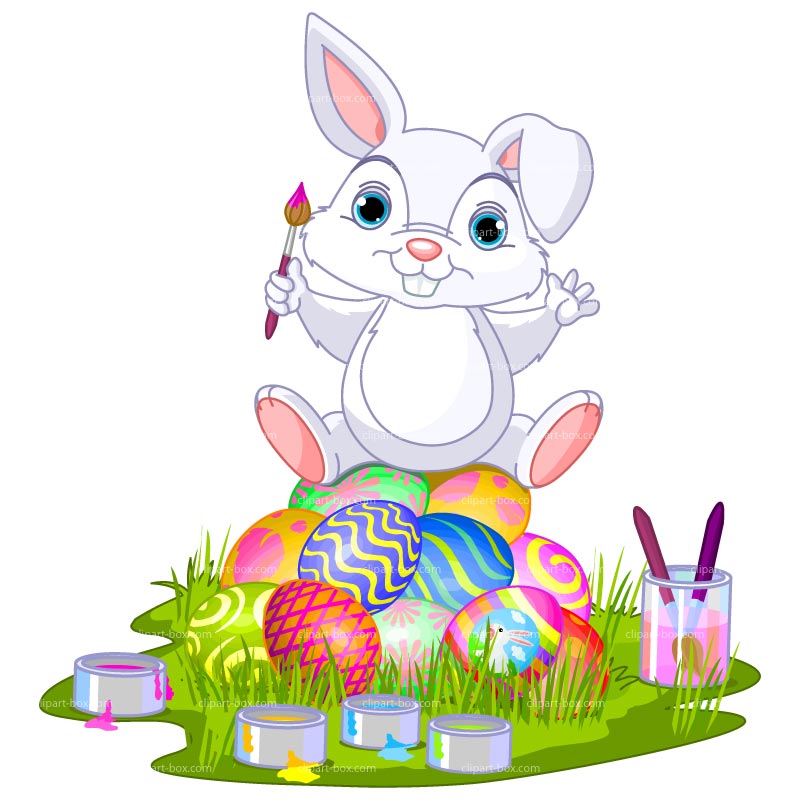 Clipart Easter Bunny Painting   Royalty Free Vector Design