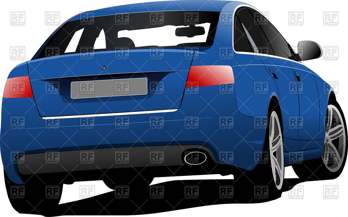 Blue Car   Rear Side Sedan View 51221 Download Royalty Free Vector