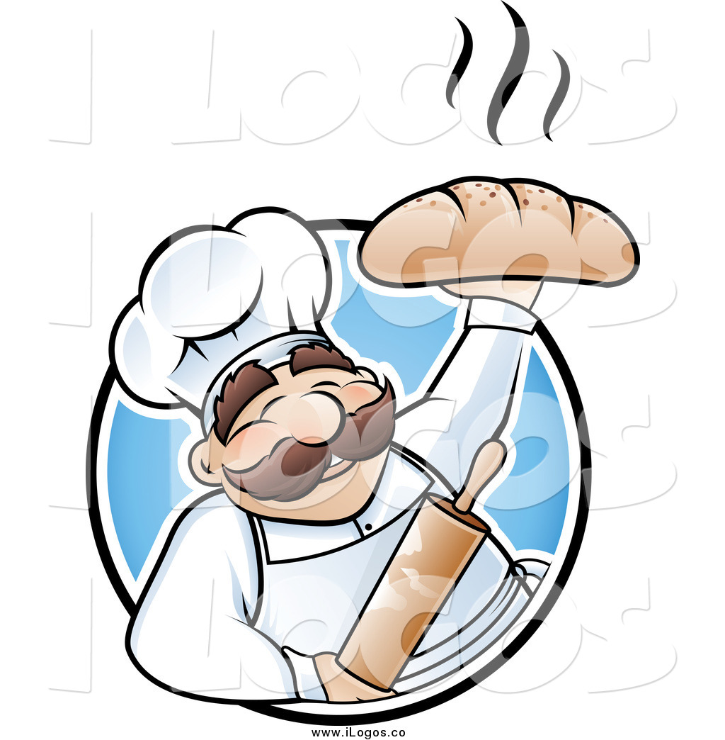 Vector Clipart Of A Happy Baker Man Holding Up Bread Logo By Ta Images