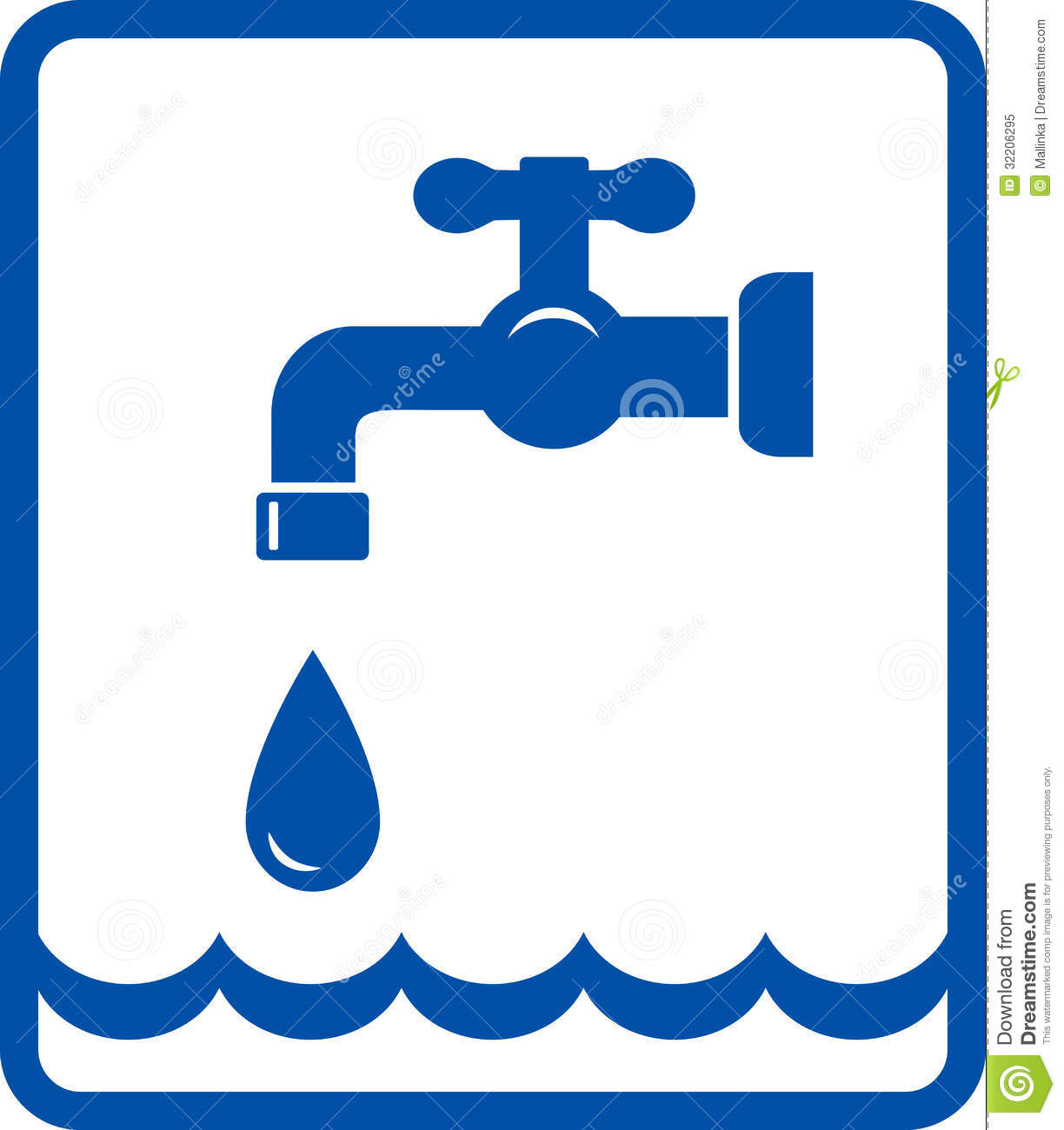 Clean Drinking Water Clip Art Icon With Tap And Water Wave