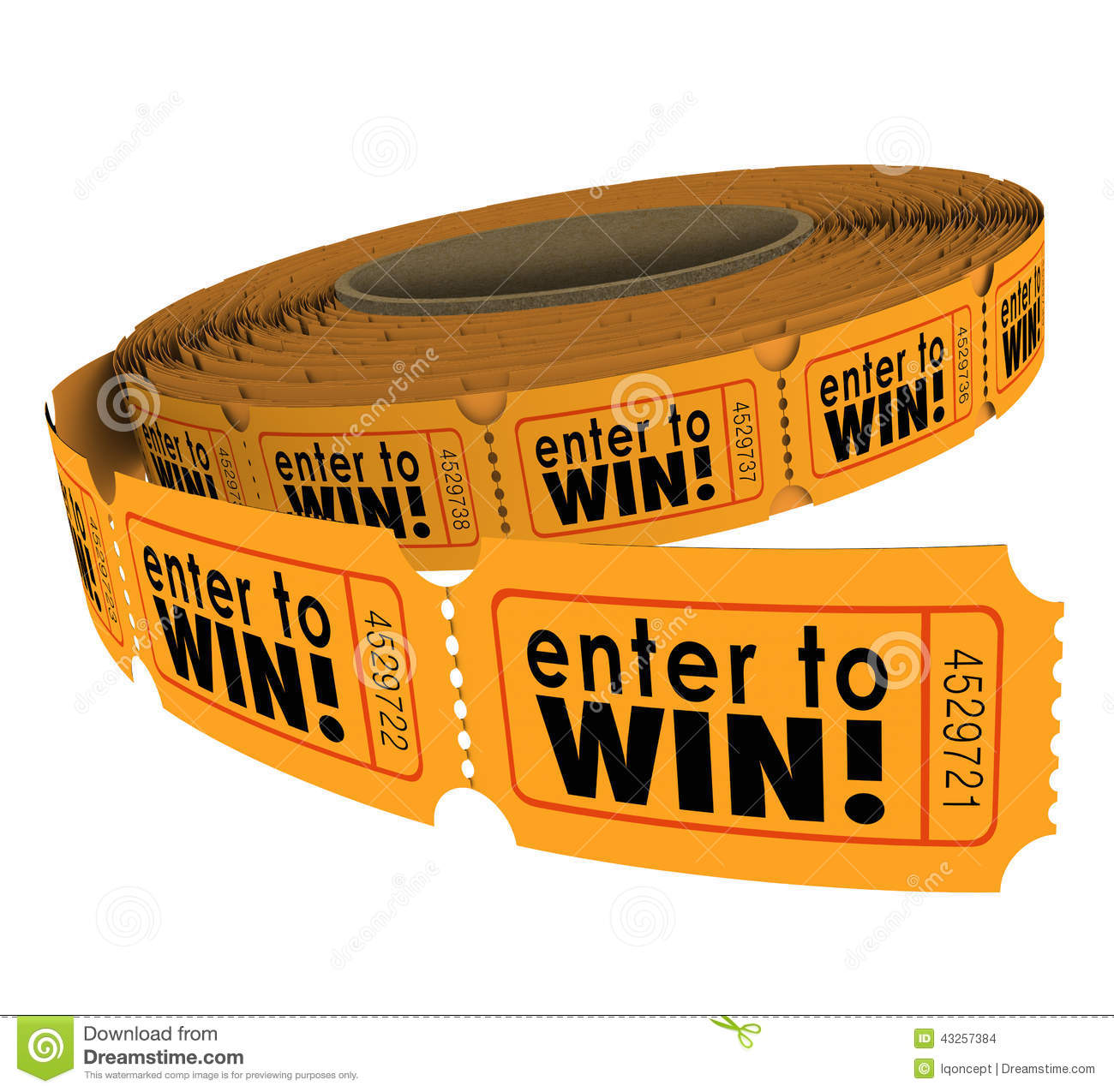 Enter To Win Words On A Roll Of Orange Raffle Or Lotter Tickets As A